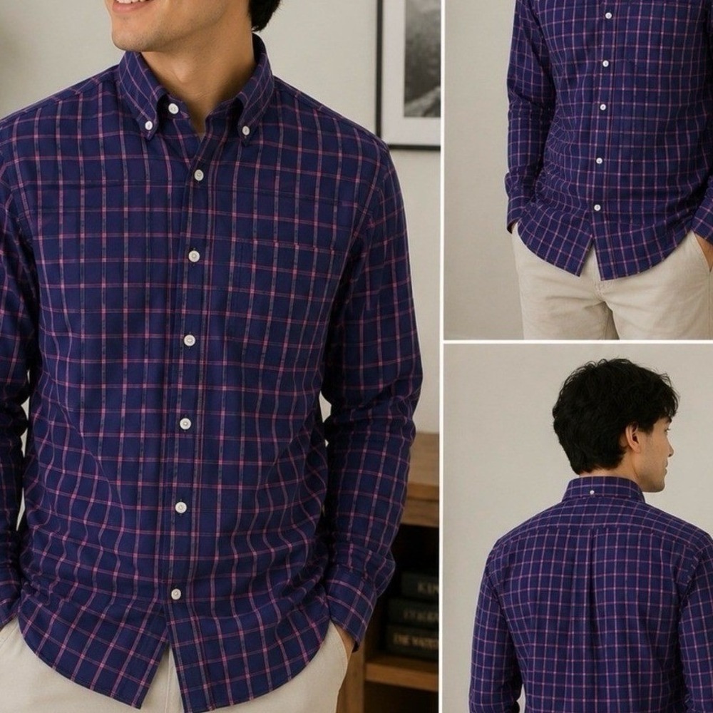 Jack Spade Button Down Shirt Mens XS Navy Blue Pink Excellent Windowpane Check